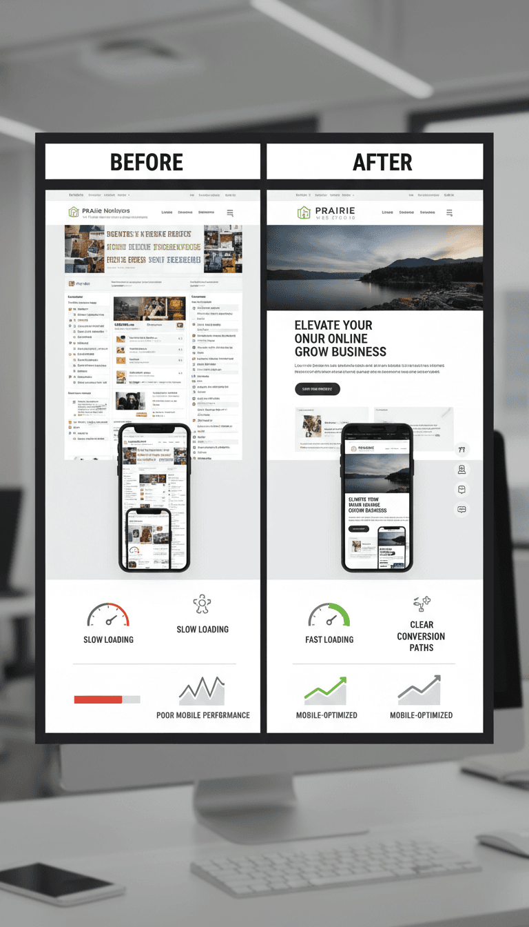 Before-and-after website redesign comparison